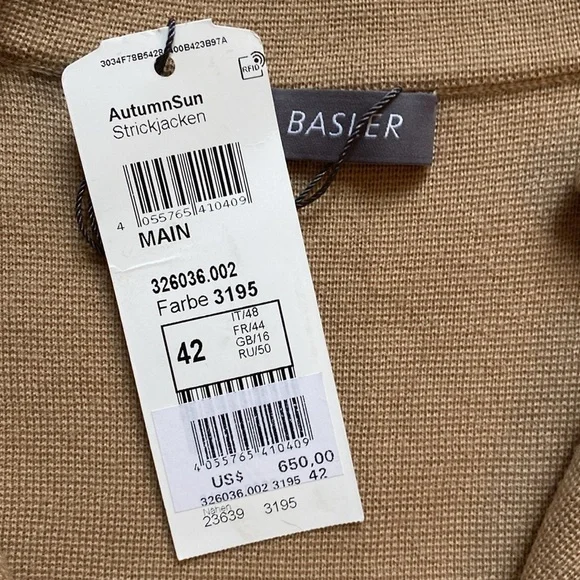 Basler 100% Virgin Wool Long Open Cardigan Sweater Size 42 EUR/ 10 US - Picture 7 of 14